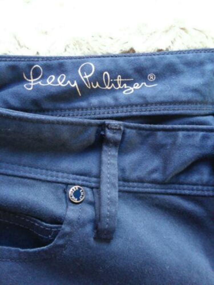 Lilly Pulitzer Worth Skinny Navy Blue Sateen Pants - Picture 6 of 8